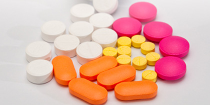 Multi Coloured chemicals pills